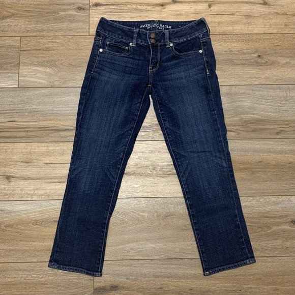 Women's American Eagle Denim Jeans Size 4 Regular Artist Crop Stretch Blue - Picture 1 of 11